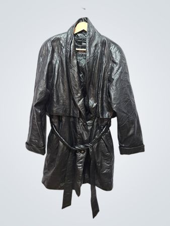 Wilsons The Leather Experts Black Leather Belted Jacket