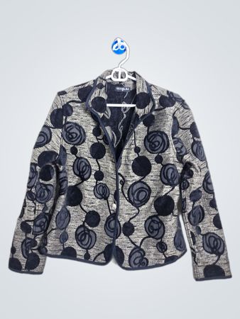 KHANGURA Women's Black & Gold Patterned Blazer