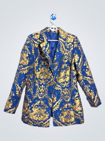 VENUS Blue and Gold Brocade Blazer