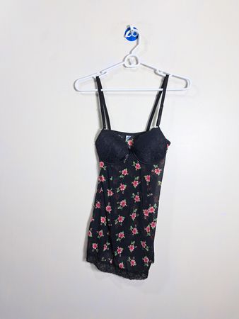 Black floral babydoll lingerie