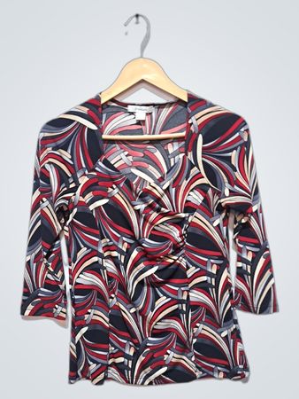 Dressbarn Damen Bedrucktes 3/4-Ärmel Top