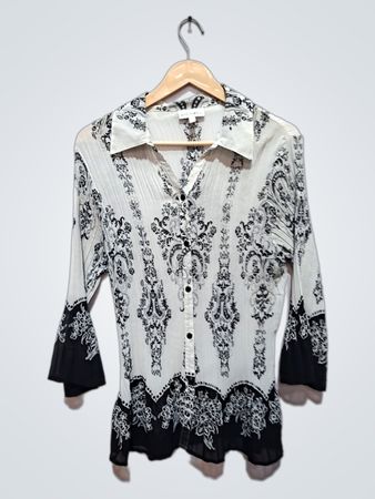 Fashion Bug Damen Bluse in Schwarz-Weiß-Muster