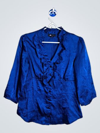 AB STUDIO Blaue Rüschbluse