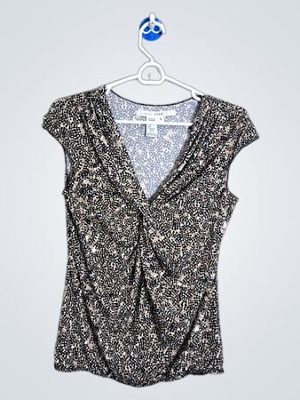 Max Studio Damen Bedrucktes V-Ausschnitt Dolman-Ärmel Top