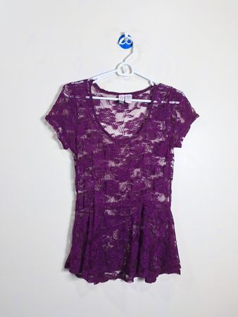 Love & Hanger Purple Lace Peplum Top
