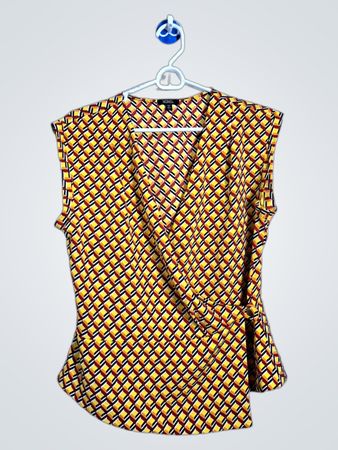 Haut enwrap géométrique sans manches pour femmes XOXO