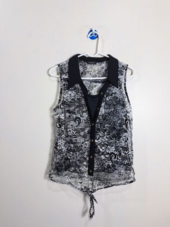 Cocomo Sleeveless Button-Up Blouse with Tie Front
