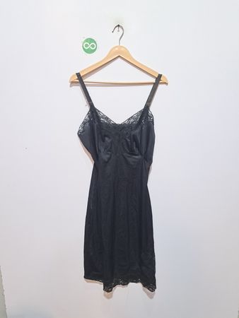 Black Lace Trim Slip Dress
