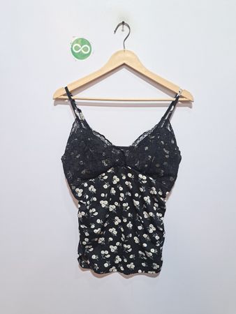 Débardeur en dentelle florale noire