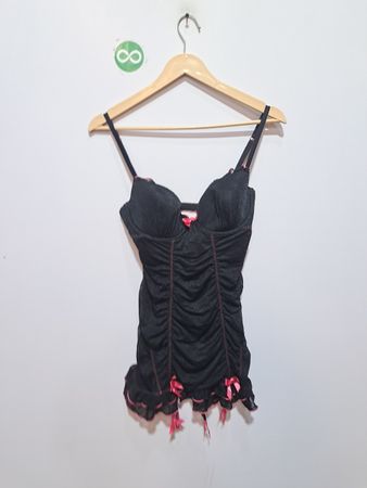 Secrets in Lace Schwarzes Korsett mit pinkem Rand