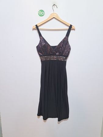 Black sequin and studded mini dress
