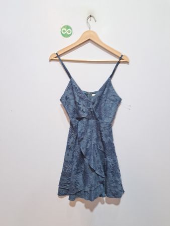 Blaues Spitzenrüschchen-Minikleid