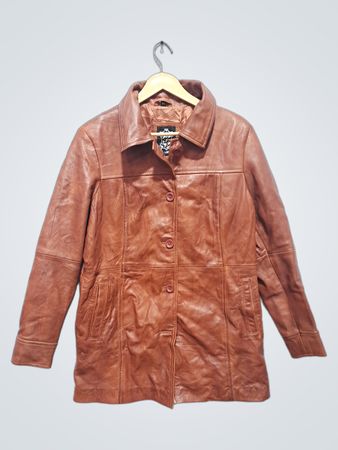 Veste en cuir marron XL