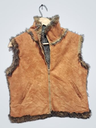Cejon Accessories Inc. Brown Suede Fur Trim Vest
