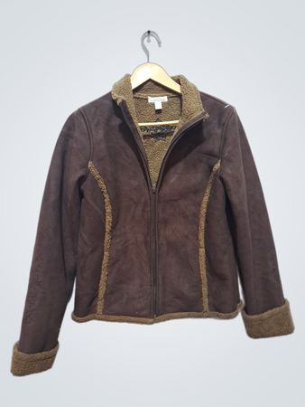 Charter Club braune Wildlederjacke mit Sherpa-Futter