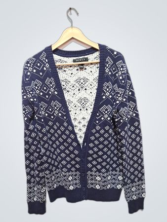 21 MEN Une Marque Américaine Gilet À Motif Géométrique Bleu Marine