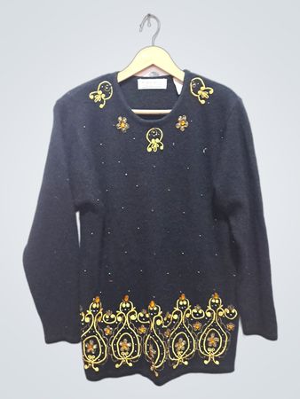 KAREN SCOTT Schwarzer verzierter Pullover