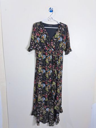 Robe maxi à imprimé floral noir V-neck Jonathan Martin