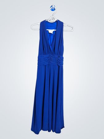 Evan-Picone Blau Rüschentaille Halterkleid