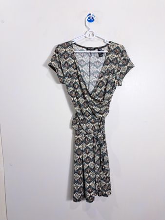 ACCESS Short Sleeve Faux Wrap Dress