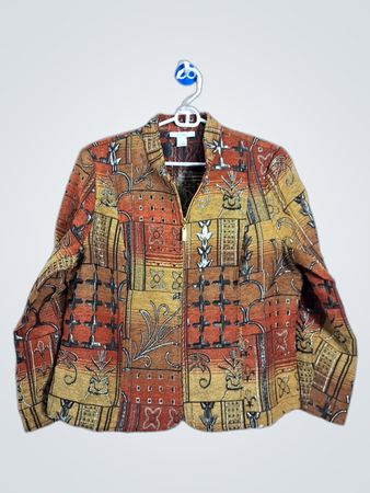 Dressbarn Women's Multicolor Patterned Zip-Up Jacket