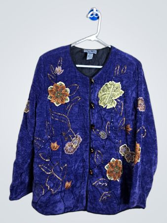 Indigo Moon Purple Floral Embroidered Jacket