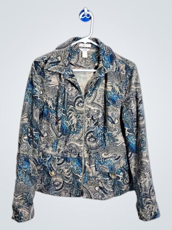 Veste à zip bleu à motif cachemire pour femmes Talbots
