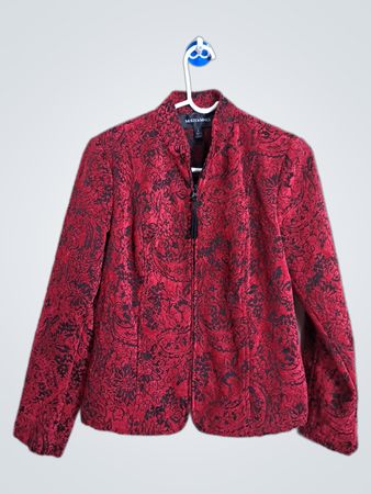 Molly & Maxx Rote und schwarze Blütenmusterjacke