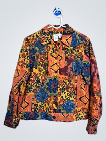 Coldwater Creek Damen Multicolor-Muster Knopfjacke