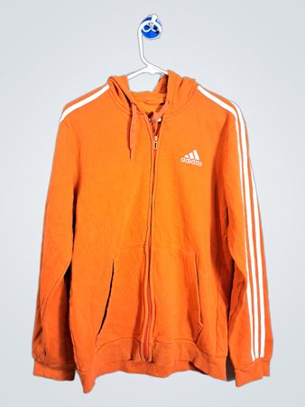 Adidas Orange Zip-Up Hoodie with White Stripes