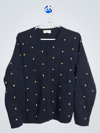 Cardigan noir Talbots avec embellissements jaunes