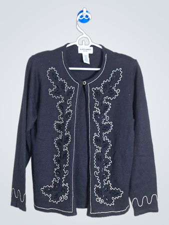 Cardigan Noir Petite Alfred Dunner avec Embellissements