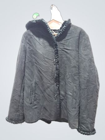 Jones New York Schwarze Kunstfellgefütterte Kapuzenjacke