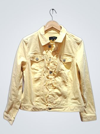 Talbots Yellow Ruffle Denim Jacket