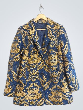 VESTE VENUS en brocart bleu et or