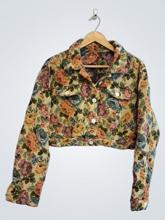 Jaqueta Cropped com Estampa Floral