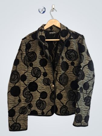 KHANGURA Blazer pour femmes noir et doré à motif