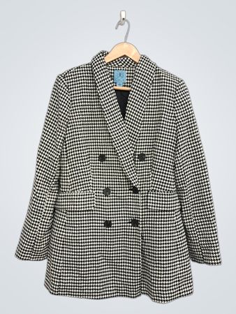 CeCe Houndstooth Double Breasted Blazer