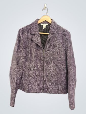 Dressbarn Geometric Print Zip-Up Jacket
