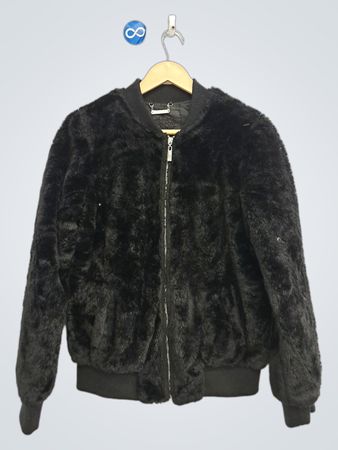 JouJou Black Faux Fur Bomber Jacket