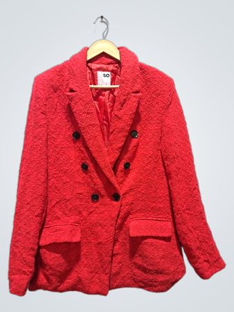SO Goods For Life Red Textured Double Breasted Blazer