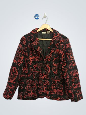 Kim Rogers Blazer in broccato nero e rosso da donna