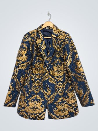 VENUS Blazer aus blauem und goldenem Brokat