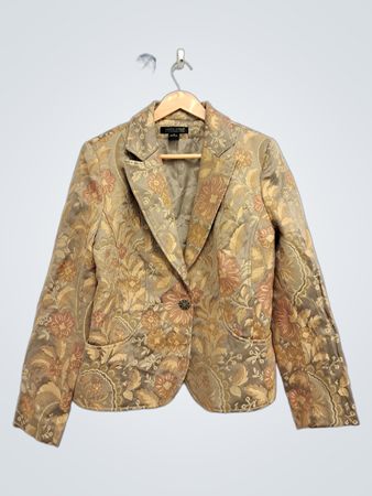 Veste blazer à fleurs en brocart pour femme Jared Ross Taille 10