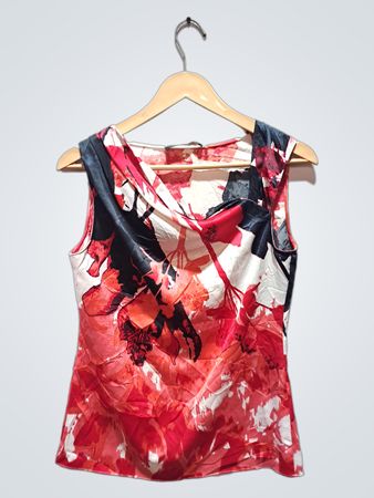 Tahari ärmellose Bluse mit Blumenmuster