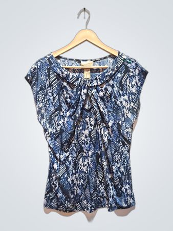 MISS TINA by Tina Knowles Blue Snake Print Top