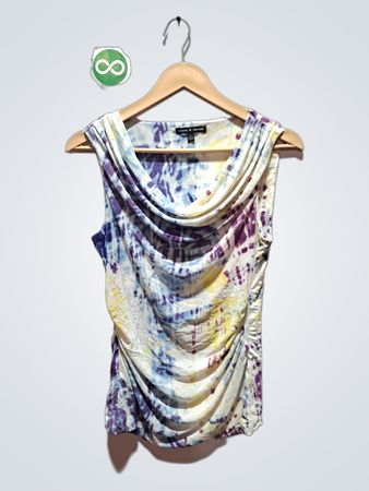 Cable & Gauge ärmelloses gerafftes Batik-Top mit Bindeschnur