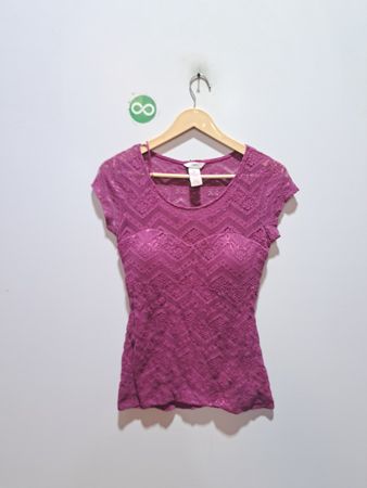 Candie's Women's Spitzen-Oberteil mit kurzen Ärmeln