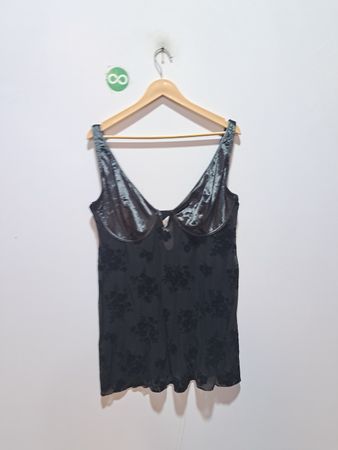Auden Black Floral Sheer Chemise XXL