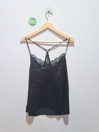 Lin Blo Black Spitzen-Besatz Cami-Top